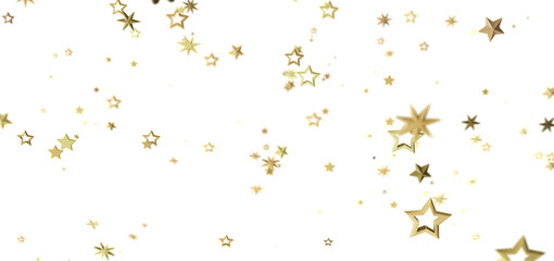 Sparkling gold stars falling on white. Perfect for celebratory backgrounds.