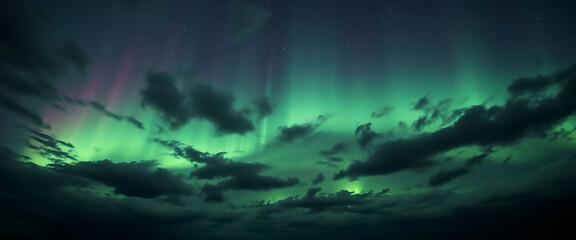 green and purple aurora bore in the sky