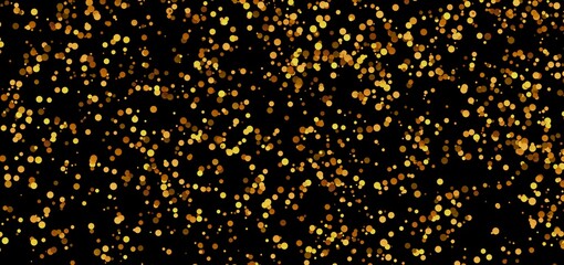 Sparkling gold confetti on a black background. Perfect for celebrations!