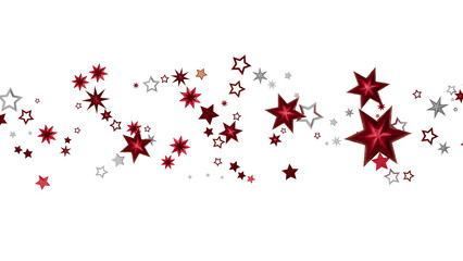 Sparkling red and silver stars on white. Perfect for holidays, celebrations, and festive designs.