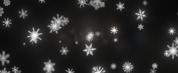 Snowflakes - Abstract Gold Star Falling Soft Focus Background, 3D rendering.