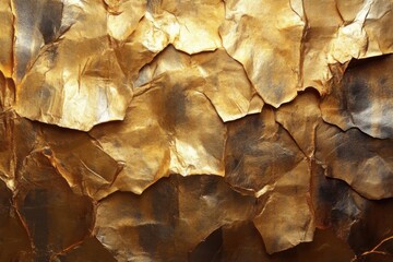 Golden Crumpled Paper Texture.