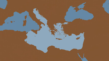 Mediterranean Sea - Eastern Basin highlighted. Patterned map