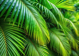 Obraz premium Colombian Rainforest Palm Fronds, Lush Tropical Leaves, Exotic Plant Texture, South America Nature Photography