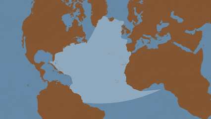 North Atlantic Ocean, excluding sub-basins highlighted. Patterned map © zelwanka