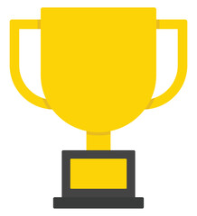 Trophy cup flat vector icon isolated on white background.