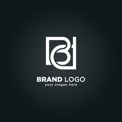 Abstract Letter B and D Monogram Logo with Black Background.