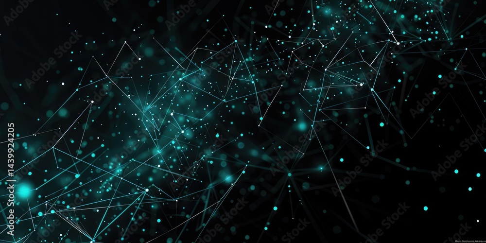Poster abstract picture turquoise light particle with digital technology style design connecting in digital