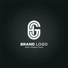 Abstract Letter G and H Monogram Logo with Black Background.