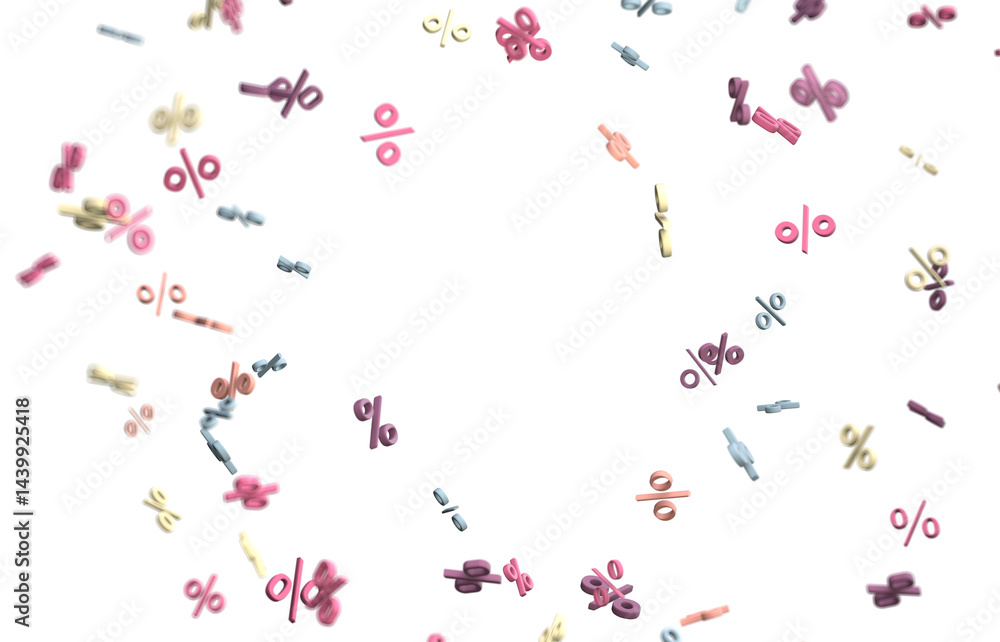 Poster 3d Sales icons floating in the air 3D rendering