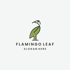 Flamingo leaf logo vector icon illustration style