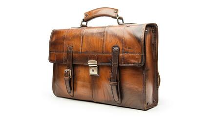 Rich brown leather briefcase with a secure latch and sturdy handle. Ideal for professional use.
