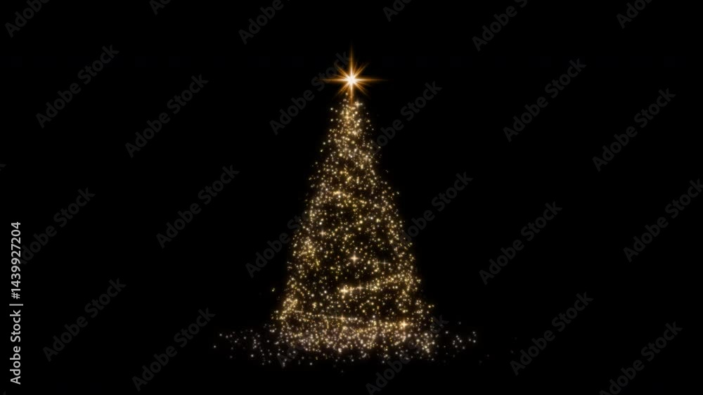 Poster christmas tree formed by sparkling particle stream - 4k abstract background