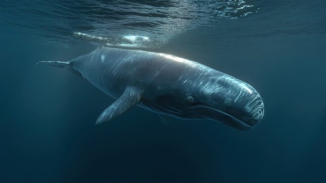 Bowhead Whale Swimming Gracefully in Arctic Waters