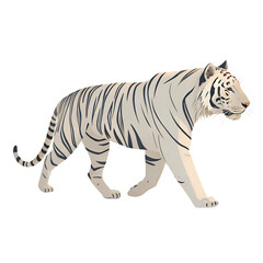 Obraz premium 3D Illustration, Minimalistic Tiger walking, isolated on a transparent background