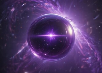 Obraz premium Shimmering orb floats within a purple cosmic vortex , deep space, luminescence, purple