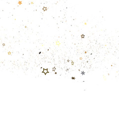 Stars - Banner with golden decoration. Festive border with falling glitter dust and stars.