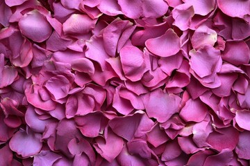 A close-up view of many dried rose petals.
