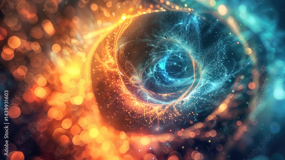 Poster abstract image beautiful colorful light sparkling flowing scattered across space background while sw