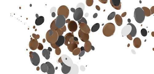 Multicolored paper confetti on transparent background. Realistic confetti flying. Colorful scattered items to holiday decorations.