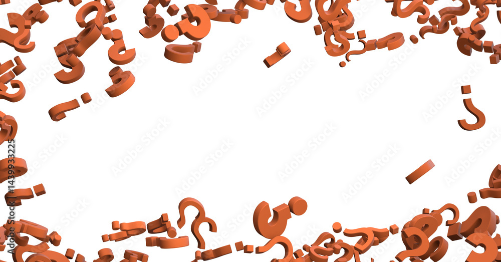 Poster question marks, original 3d rendering