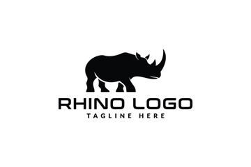 simple rhino logo design, logo icon vector silhouette illustration