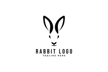 simple rabbit head logo design, logo icon vector illustration silhouette