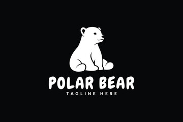 simple polar bear logo design, logo icon vector illustration silhouette