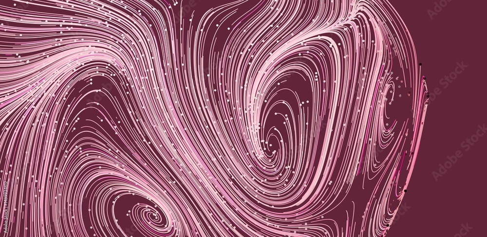 Poster abstract background with swirling pink lines and maroon backdrop. perfect for modern designs.