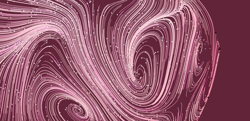Abstract background with swirling pink lines and maroon backdrop. Perfect for modern designs.