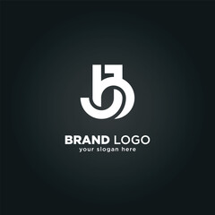 Modern Letter J and B Monogram Logo with Black Background.