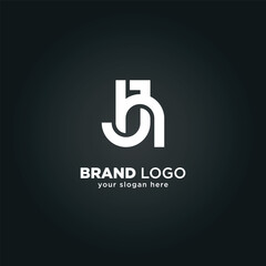 Modern Letter J and N Monogram Logo with Black Background.