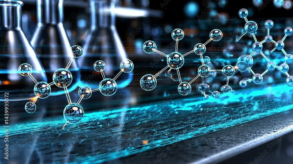 Aufkleber advanced holographic representation of molecular structures in a scientific laboratory setting
