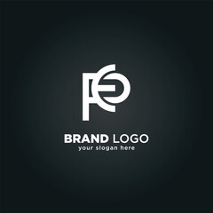 Obraz premium Modern Letter P and E Monogram Logo with Black Background.