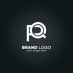 Modern Letter P and Q Monogram Logo with Black Background.