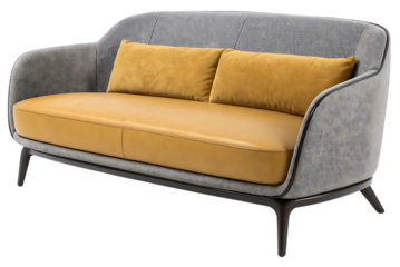 Modern gray and mustard yellow sofa