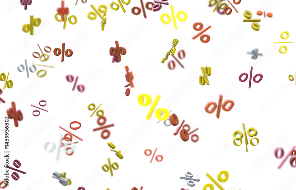 Poster 3d Sales icons floating in the air 3D rendering