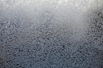 Frost Patterns on Windowpane Captured on a Cold Winter Morning