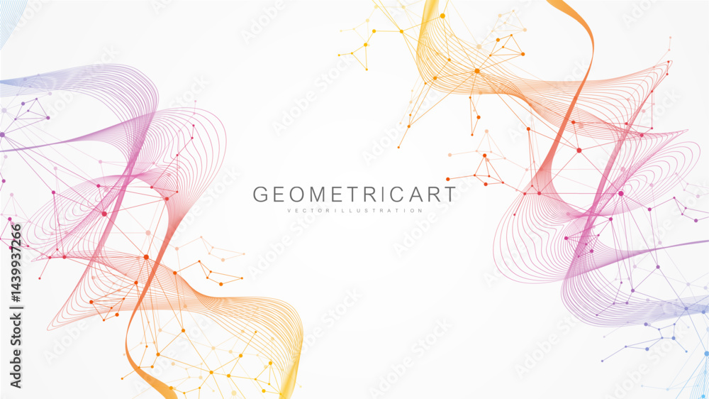 Fototapete global network connection website header or banner design. abstract background with connecting dots 