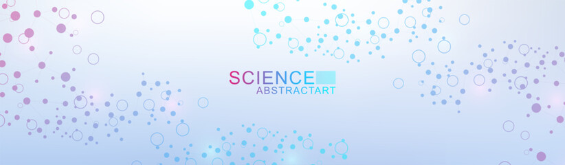 Structure molecule and communication Dna, atom, neurons. Science concept for your design. Connected lines with dots. Medical, technology, chemistry, science background. Vector illustration.