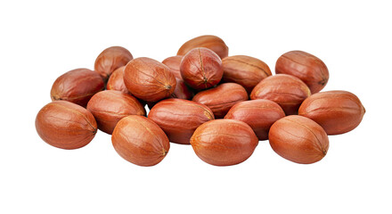 Raw Shelled Groundnuts Peanuts Reddish Skin Scattered Isolated White Background High-Resolution Clean Snack
