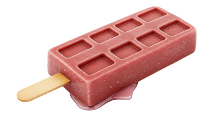 Isolated Red Popsicle with Dripping Melt