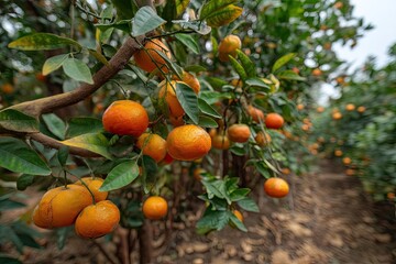 Fresh Oranges on Tree