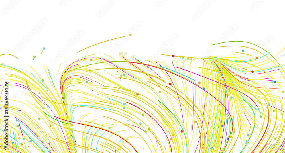 Poster Vibrant abstract background with colorful lines and dots. Perfect for modern designs.