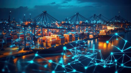 Glowing night cityscape