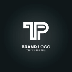 Fototapeta premium Alphabet Letter T and P Monogram Logo with Black Background.