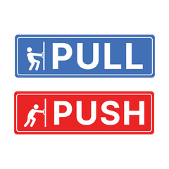 Wayfinding Horizontal Push & Pull Color Red and Blue With Icon