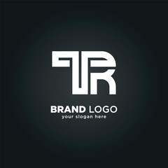 Alphabet Letter T and R Monogram Logo with Black Background.