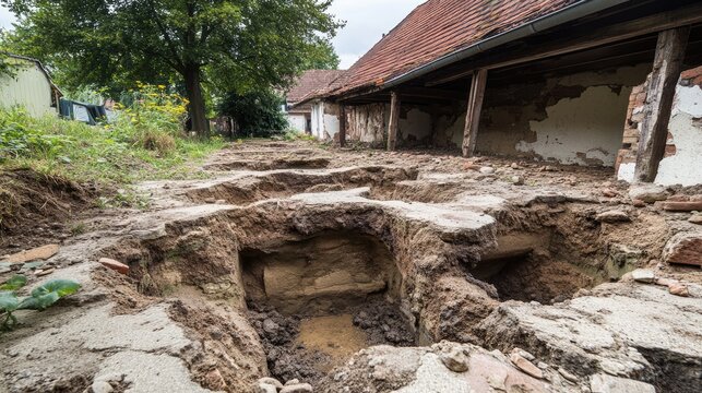 Unlevel foundation surfaces hinting at poor site management