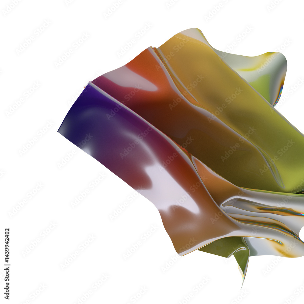 Poster a vibrant abstract swirl of iridescent fabric the colors are flowing and dynamic